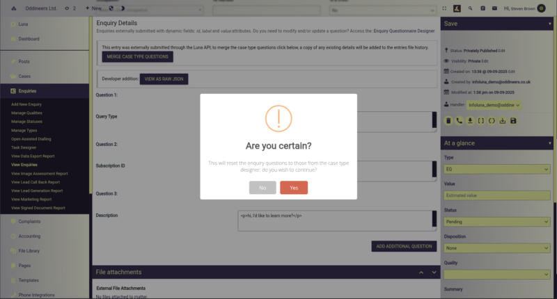 Lead processing and enquiry handling with Luna WMS – Oddineers Ltd.
